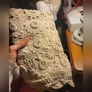 Vintage fabric lace crotchet pillow case home decor Shabby chic Cottage